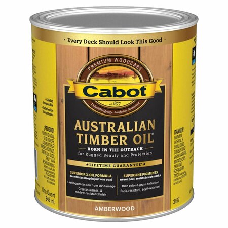 Cabot Australian Timber Oil Transparent Amberwood Oil-Based Alkyd Australian Timber Oil 1 qt 140.0003457.005